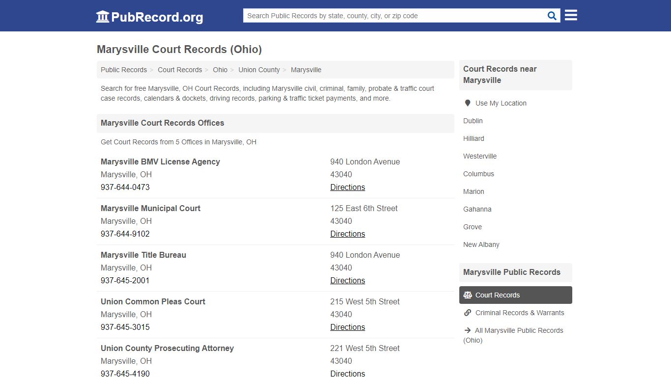 Free Marysville Court Records (Ohio Court Records)